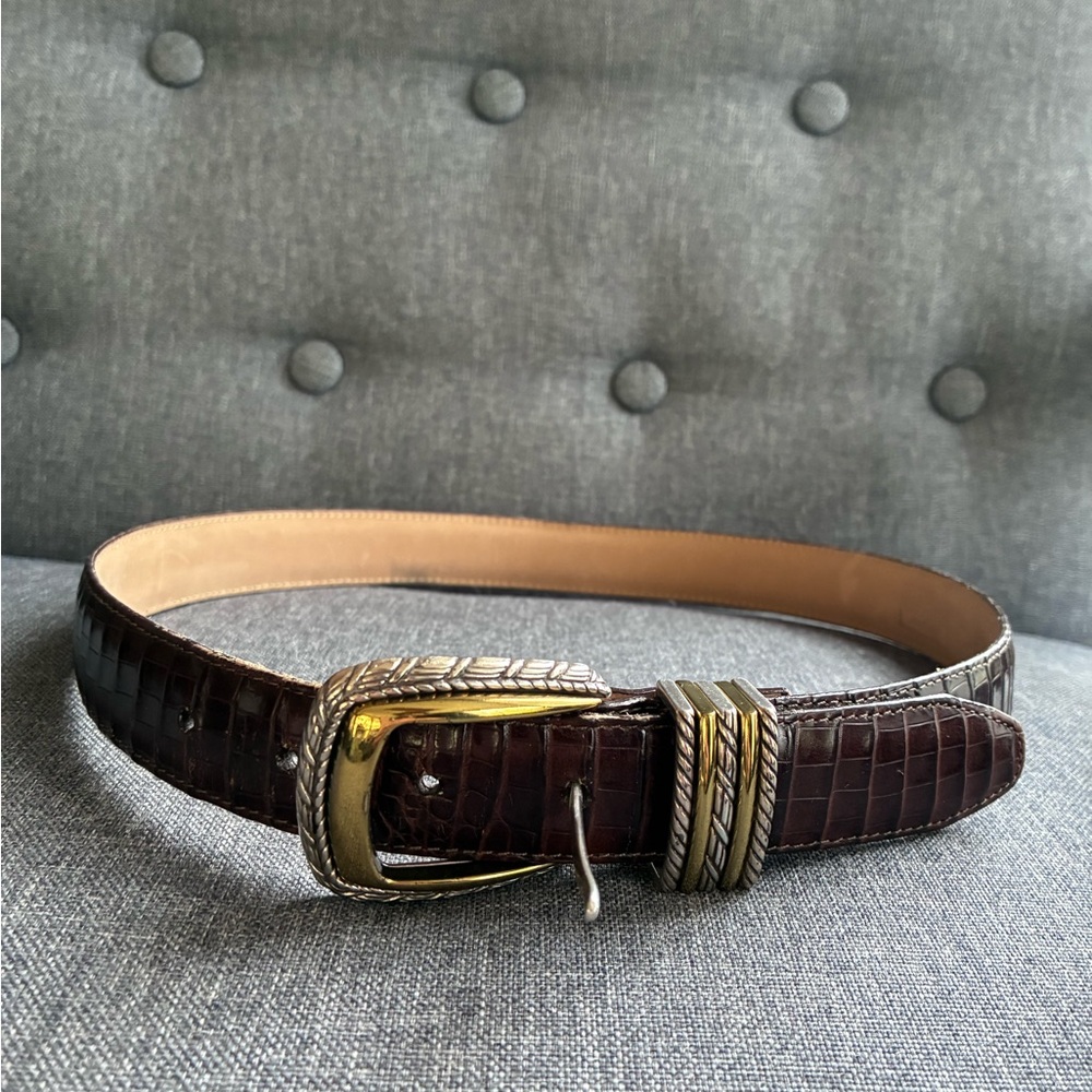 Vintage brown Brighton belt crocodile embossed